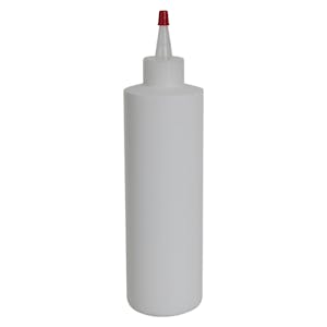 16 oz. White HDPE Cylindrical Sample Bottle with 28/400 Natural Yorker Dispensing Cap