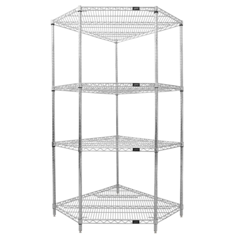 18" W x 36" L x 74" Hgt. Corner Wire Shelving Unit with 4 Shelves