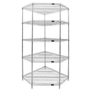 24" W x 42" L x 74" Hgt. Corner Wire Shelving Unit with 5 Shelves