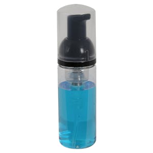 50mL Clear PET Foaming-Style Cylinder Bottle with 30mm Black Polypropylene High-Viscosity Dispensing Foaming Pump & Clear Over-Cap