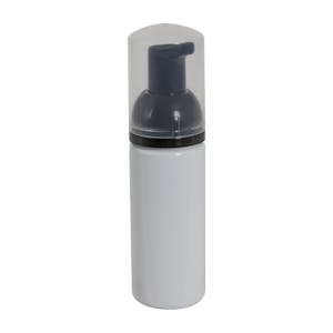 50mL White PET Foaming-Style Cylinder Bottle with 30mm Black Polypropylene High-Viscosity Dispensing Foaming Pump & Clear Over-Cap
