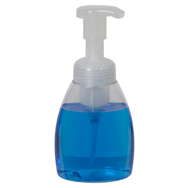250mL Clear PET Foaming-Style Oval Bottle with 40mm Natural Polypropylene Dispensing Foaming Pump