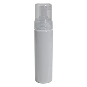 210mL White PET Foaming-Style Cylinder Bottle with 43mm Natural Polypropylene Dispensing Foaming Pump & Clear Over-Cap