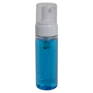 180mL Clear PET Foaming-Style Cylinder Bottle with 43mm White Polypropylene Dispensing Foaming Pump & Clear Over-Cap