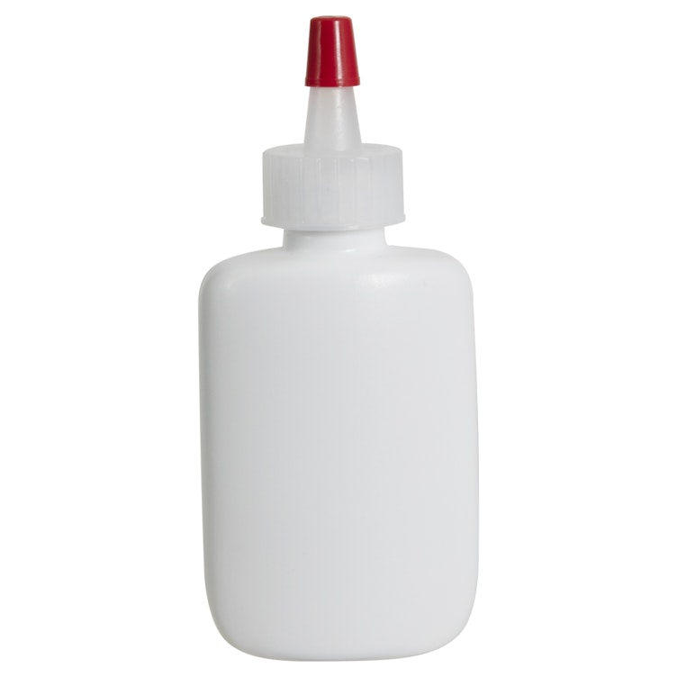 1-1/4 oz. White LDPE Oval Bottle with 18/400 Natural Yorker Dispensing Cap