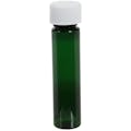 1 oz. Green Slim PET Cylinder Bottle with 20/410 White Ribbed CRC Cap with F217 Liner