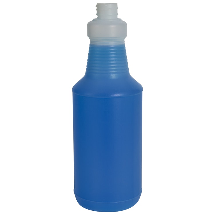 32 oz. Natural Level 3 Fluorinated HDPE Carafe Bottle with 28/410 Neck (Sprayer or Cap Sold Separately)