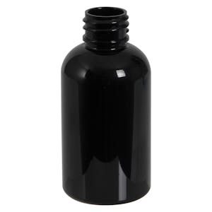 2 oz. Black PET Squat Boston Round Bottle with 20/410 Neck (Cap Sold Separately)