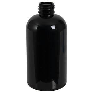 8 oz. Black PET Squat Boston Round Bottle with 24/410 Neck (Cap Sold Separately)