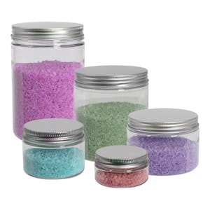 Clear PET Straight-Sided Jars with Aluminum Caps