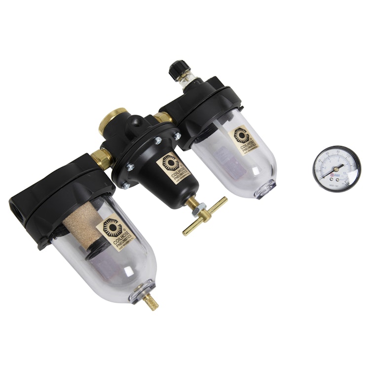 3/8" FNPT Heavy Duty 88 Series Trio Regulator with Gauge & Filter & Lubricator with 4 oz. Capacity Polycarbonate Bowl