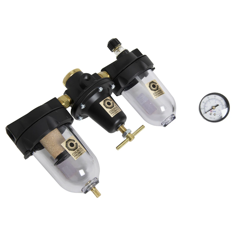 3/8" FNPT Heavy Duty 88 Series Trio Regulator with Gauge & Filter & Lubricator with 4 oz. Capacity Polycarbonate Bowl