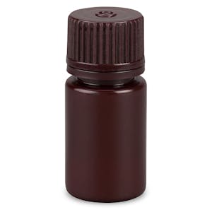15mL Diamond® Essentials™ Amber HDPE Round Narrow Mouth Economy Bottle with 20mm Cap