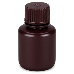 30mL Diamond® Essentials™ Amber HDPE Round Narrow Mouth Economy Bottle with 20mm Cap
