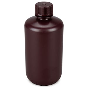250mL Diamond® Essentials™ Amber HDPE Round Narrow Mouth Economy Bottle with 24mm Cap
