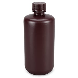 500mL Diamond® Essentials™ Amber HDPE Round Narrow Mouth Economy Bottle with 28mm Cap
