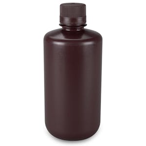 1000mL Diamond® Essentials™ Amber HDPE Round Narrow Mouth Economy Bottle with 38mm Cap