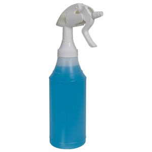32 oz. Natural HDPE Round Wide Mouth Spray Bottle with 45/400 White Polypropylene Sprayer