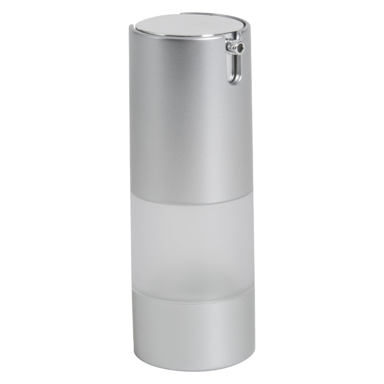 15mL Frosted/Silver Airless Bottle with Integrated Pump