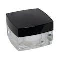 30mL Clear Acrylic Outer & White Polypropylene Inner Square Low Profile Jar with Black ABS Cap with Liner