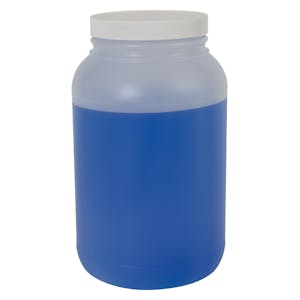 1 Gallon Natural HDPE Round Wide Mouth Jar with Label Panel & 110/400 White Ribbed Cap with F217 Liner