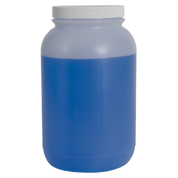 1 Gallon Natural HDPE Round Jar with Label Panel & 110/400 White Ribbed Cap with F217 Liner