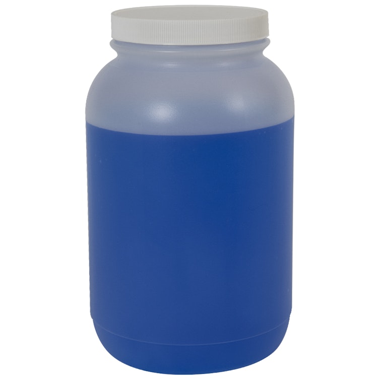 1 Gallon Natural HDPE Round Wide Mouth Jar with 110/400 White Ribbed Cap with F217 Liner