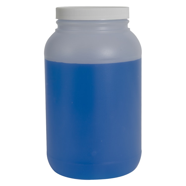 1 Gallon Natural HDPE Round Wide Mouth Jar with 110/400 White Ribbed Cap with F217 Liner