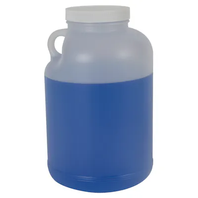 1 Gallon Natural HDPE Round Wide Mouth Jar with Handle & 89/400 White Ribbed Cap with F217 Liner
