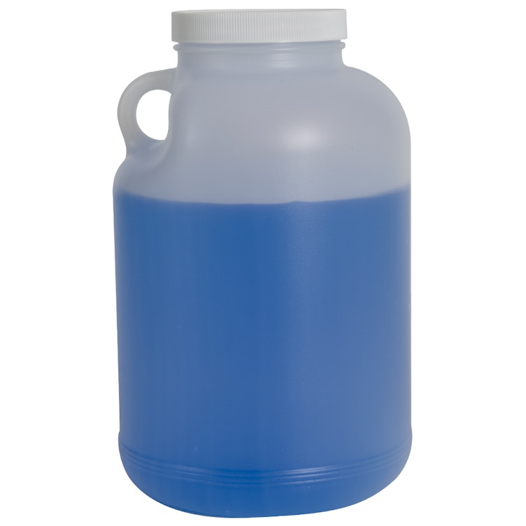 1 Gallon Natural HDPE Round Wide Mouth Jar with Handle & 89/400 White Ribbed Cap with F217 Liner