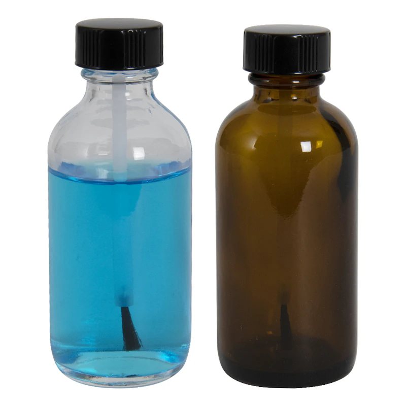 Glass Boston Round Bottles with Phenolic Brush Caps