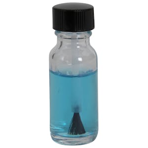 1/2 oz. Clear Glass Boston Round Bottle with 18/400 Phenolic Brush Cap with PE Liner - 2-1/2" Long