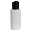 2 oz. White PET Cylindrical Bottle with 20/410 Black Disc-Top Dispensing Cap