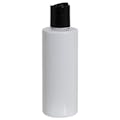 4 oz. White PET Cylindrical Bottle with 20/410 Black Disc-Top Dispensing Cap