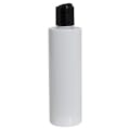 8 oz. White PET Cylindrical Bottle with 24/410 Black Disc-Top Dispensing Cap