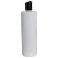 12 oz. White PET Cylindrical Bottle with 24/410 Black Disc-Top Dispensing Cap