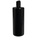 32 oz. Black PET Cylindrical Bottle with 28/410 Black Disc-Top Dispensing Cap
