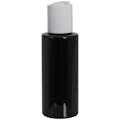 2 oz. Black PET Cylindrical Bottle with 20/410 White Disc-Top Dispensing Cap