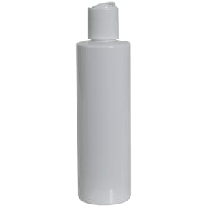 8 oz. White PET Cylindrical Bottle with 24/410 White Disc-Top Dispensing Cap