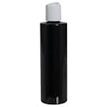 8 oz. Black PET Cylindrical Bottle with 24/410 White Disc-Top Dispensing Cap