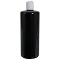 32 oz. Black PET Cylindrical Bottle with 28/410 White Disc-Top Dispensing Cap