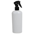 8 oz. White PET Cosmo Oval Bottle with 24/410 Black Polypropylene Trigger Sprayer & 0.21mL Output
