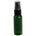 1 oz. Dark Green PET Cosmo Round Bottle with 20/410 Smooth Black Finger Sprayer & 0.12mL Output