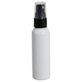 1 oz. White PET Cosmo Round Bottle with 20/410 Smooth Black Finger Sprayer & 0.12mL Output