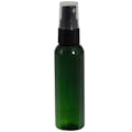 2 oz. Dark Green PET Cosmo Round Bottle with 20/410 Smooth Black Finger Sprayer & 0.12mL Output