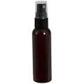 2 oz. Light Amber PET Cosmo Round Bottle with 20/410 Smooth Black Finger Sprayer & 0.12mL Output