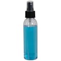 4 oz. Clear PET Cosmo Round Bottle with 24/410 Ribbed Black Finger Sprayer & 0.16mL Output