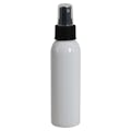 4 oz. White PET Cosmo Round Bottle with 24/410 Ribbed Black Finger Sprayer & 0.16mL Output
