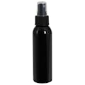 4 oz. Black PET Cosmo Round Bottle with 24/410 Ribbed Black Finger Sprayer & 0.16mL Output