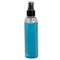 6 oz. Clear PET Cosmo Round Bottle with 24/410 Smooth Black Finger Sprayer & 0.16mL Output